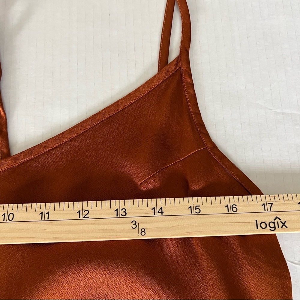 NWT LACAUSA Anthropologie Rust Brown Tie Back V-Neck Cami Medium - Picture 13 of 13